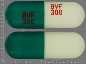 White;green Capsule pill with imprint BVF;300;BVF;300 — Diltiazem hydrochloride Diltiazem hydrochloride 300 mg; (view 2)