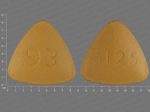 Yellow Triangle pill with imprint 93;5125 — Benazepril hydrochloride Benazepril hydrochloride 10 mg; (view 2)