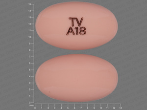 Pink Oval pill with imprint TV;A18 — Progesterone Progesterone 100 mg; (view 2)