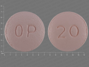 Pink Round pill with imprint OP;20 — Oxycodone hydrochloride Oxycodone hydrochloride 20 mg; (view 2)