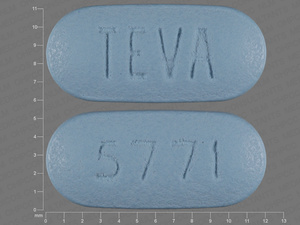 Blue Oval pill with imprint TEVA;5771 — Olanzapine Olanzapine 15 mg; (view 2)
