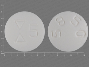 White Round pill with imprint 5850;5 — Escitalopram Escitalopram oxalate 5 mg; (view 2)