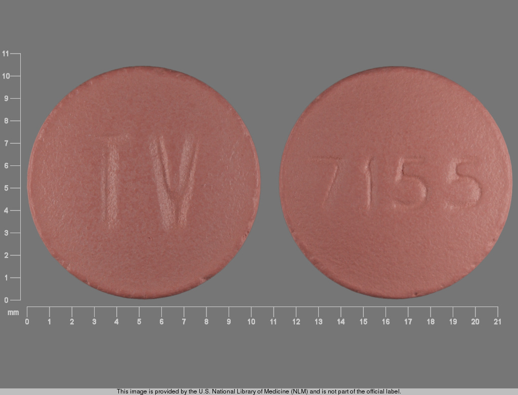 Red Round pill with imprint 7155;TV — Simvastatin Simvastatin 40 mg; (view 2)
