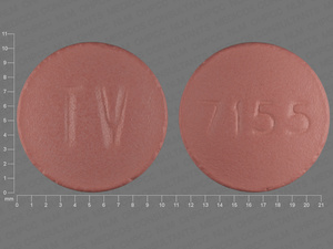 Red Round pill with imprint 7155;TV — Simvastatin Simvastatin 40 mg; (view 3)