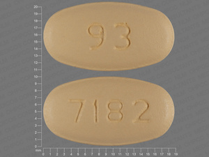 Yellow Oval pill with imprint 93;7182 — Ofloxacin Ofloxacin 400 mg; (view 3)