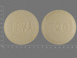 Yellow Round pill with imprint TEVA;7201 — Pravastatin sodium Pravastatin sodium 20 mg; (view 4)