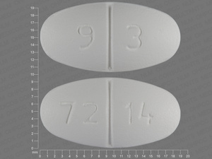 White Oval pill with imprint 9;3;72;14 — Metformin hydrochloride Metformin hydrochloride 1000 mg; (view 2)