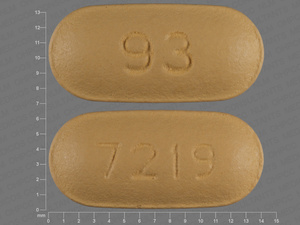 Yellow Oval pill with imprint 93;7219 — Topiramate Topiramate 100 mg; (view 2)