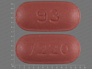 Pink Oval pill with imprint 93;7220 — Topiramate Topiramate 200 mg; (view 2)