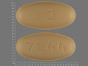 Yellow Oval pill with imprint 93;7244 — Clarithromycin Clarithromycin 500 mg; (view 2)