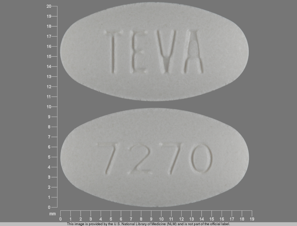 White Oval pill with imprint TEVA;7270 — Pravastatin sodium 80 mg (view 3)