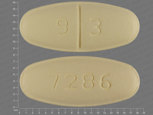 Yellow Oval pill with imprint 9;3;7286 — Levetiracetam Levetiracetam 500 mg; (view 2)