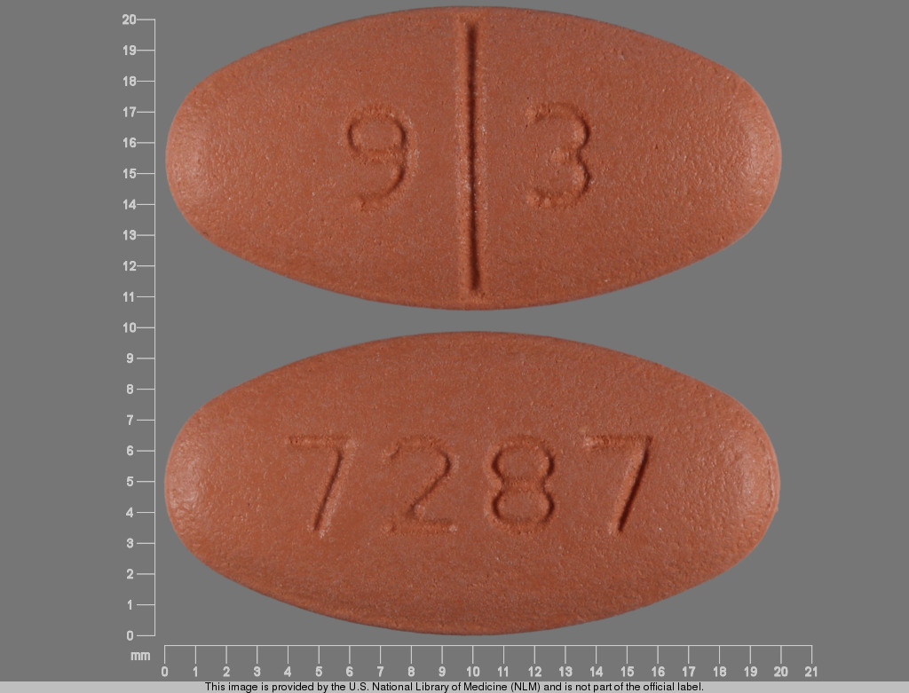 Orange Oval pill with imprint 9;3;7287 — Levetiracetam 750 mg (view 2)