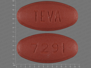 Pink Oval pill with imprint TEVA;7291 — Levofloxacin Levofloxacin 250 mg; (view 2)