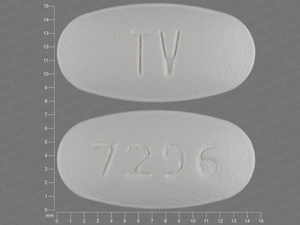 White Oval pill with imprint TV;7296 — Carvedilol Carvedilol 25 mg; (view 2)
