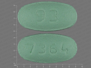 Green Oval pill with imprint 93;7364 — Losartan potassium Losartan potassium 25 mg; (view 2)