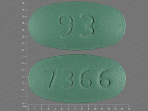 Green Oval pill with imprint 93;7366 — Losartan potassium Losartan potassium 100 mg; (view 2)