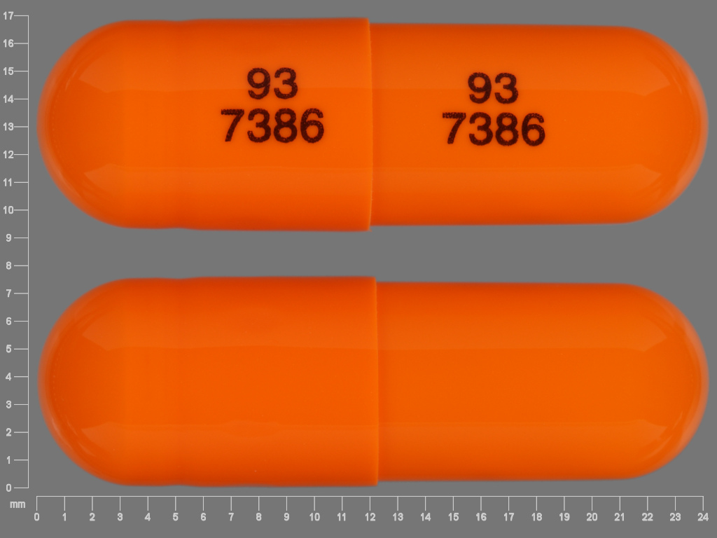 Orange Capsule pill with imprint 93;7386;93;7386 — Venlafaxine hydrochloride Venlafaxine hydrochloride 150 mg; (view 2)