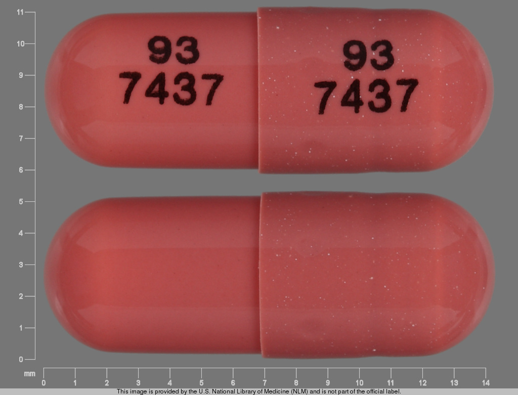 Pink Capsule pill with imprint 93;7437;93;7437 — Ramipril 5 mg (view 2)