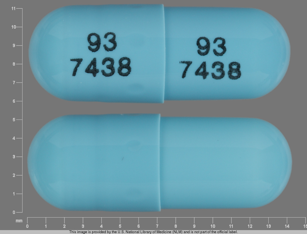 Blue Capsule pill with imprint 93;7438;93;7438 — Ramipril 10 mg (view 3)
