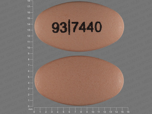 Brown Oval pill with imprint 93;7440 — Divalproex sodium Divalproex sodium 250 mg; (view 2)