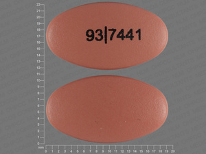 Pink Oval pill with imprint 93;7441 — Divalproex sodium Divalproex sodium 500 mg; (view 2)