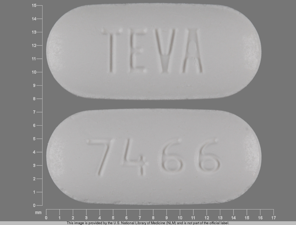 White Oval pill with imprint TEVA;7466 — Irbesartan Irbesartan 300 mg; (view 2)