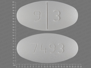 White Oval pill with imprint 9;3;7493 — Levetiracetam Levetiracetam 1000 mg; (view 2)