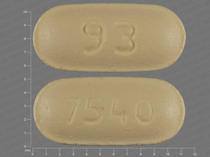 Yellow Oval pill with imprint 93;7540 — Topiramate Topiramate 50 mg; (view 2)