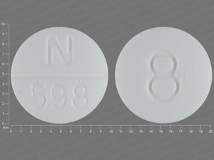 White Round pill with imprint N;598;8 — Doxazosin Doxazosin mesylate 8 mg; (view 2)