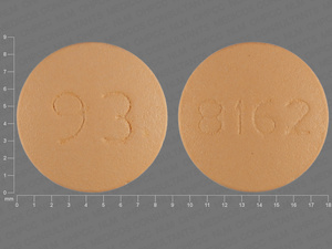 Orange Round pill with imprint 93;8162 — Quetiapine Quetiapine fumarate 100 mg; (view 2)