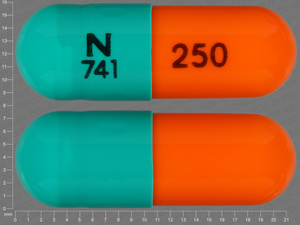 Orange;green Capsule pill with imprint N;741;250 — Mexiletine hydrochloride Mexiletine hydrochloride 250 mg; (view 2)