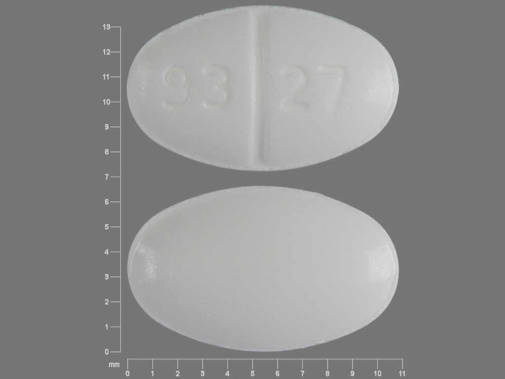 White Oval pill with imprint 93;27 — Enalapril maleate 5 mg (view 2)
