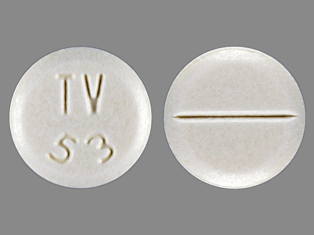 White Round pill with imprint TV;53 — Buspirone hydrochloride 5 mg (view 2)