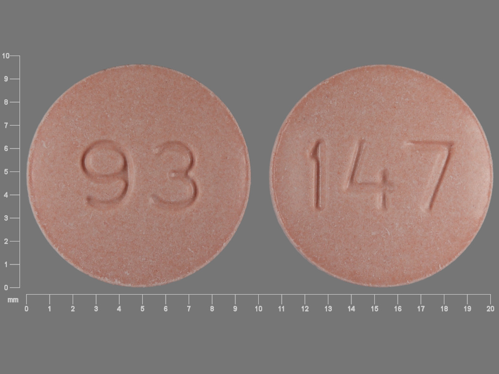 Red Round pill with imprint 93;147 — Naproxen Naproxen 250 mg; (view 2)