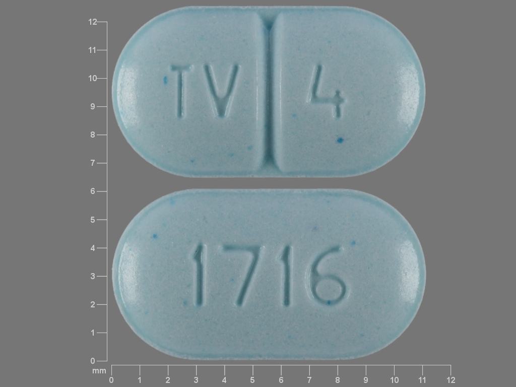 Blue Oval pill with imprint TV;4;1716 — Warfarin sodium 4 mg (view 2)