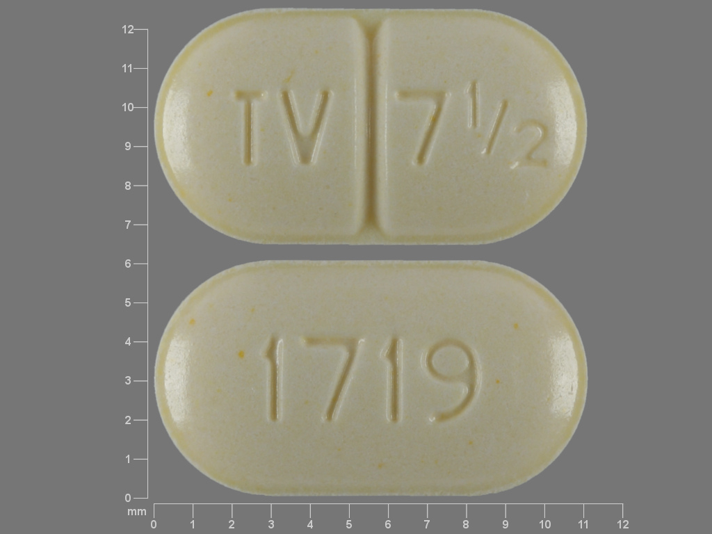 Yellow Oval pill with imprint TV;7;1;2;1719 — Warfarin sodium 7.5 mg (view 2)