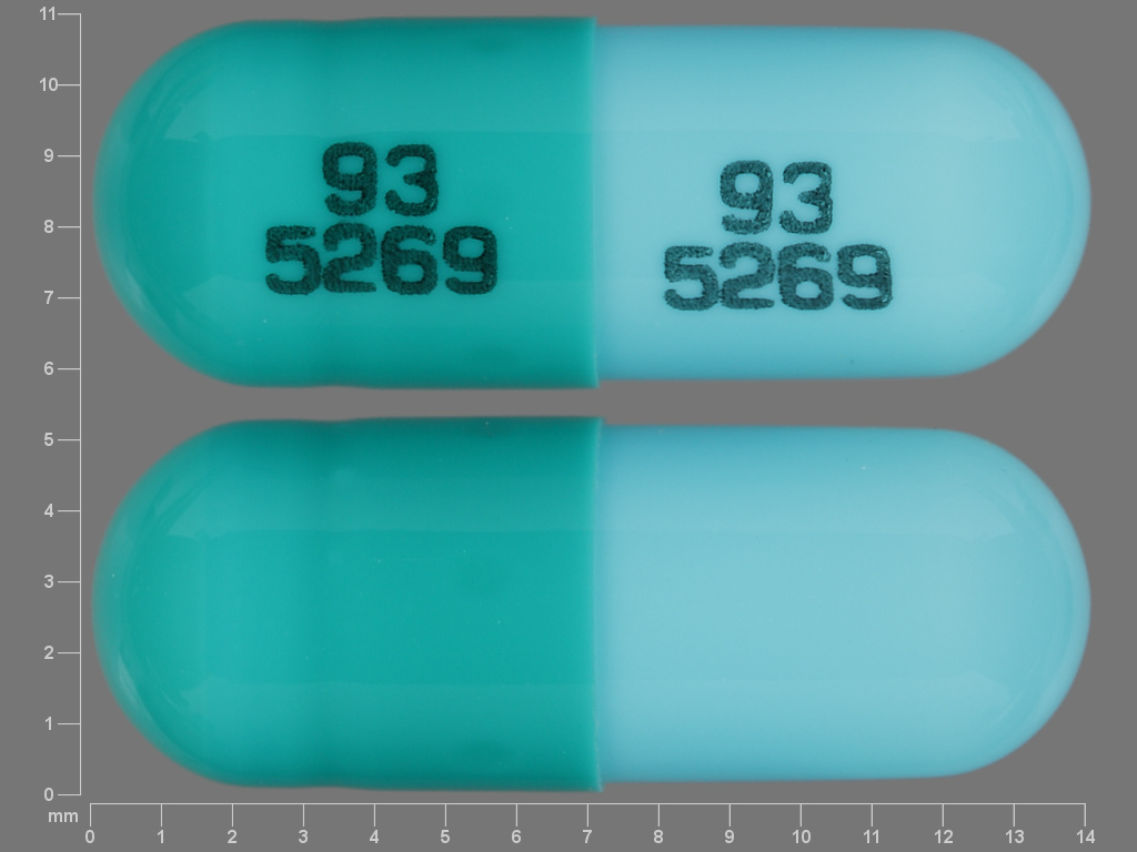 Blue, turquoise Capsule pill with imprint 93;5269;93;5269 — Zaleplon 10 mg (view 2)