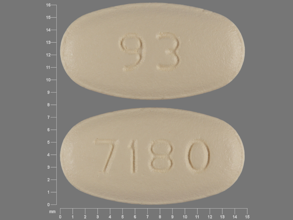 Yellow Oval pill with imprint 93;7180 — Ofloxacin 200 mg (view 2)