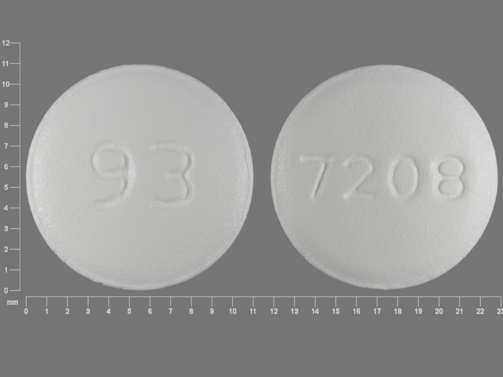 White Round pill with imprint 93;7208 — Mirtazapine 45 mg (view 2)