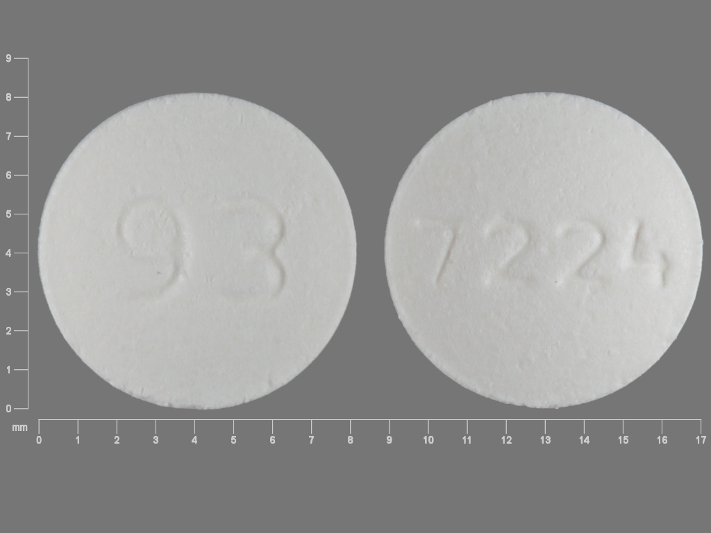 White Round pill with imprint 93;7224 — Fosinopril sodium 40 mg (view 2)