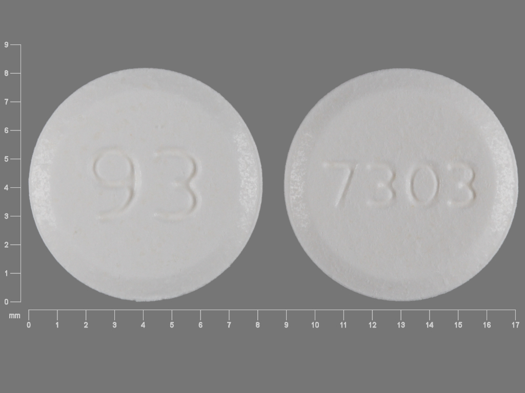 White Round pill with imprint 93;7303 — Mirtazapine 15 mg (view 2)