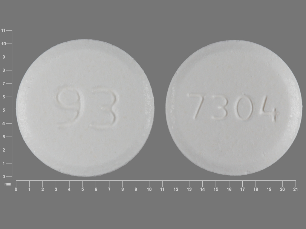 White Round pill with imprint 93;7304 — Mirtazapine 30 mg (view 2)