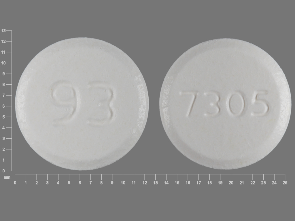 White Round pill with imprint 93;7305 — Mirtazapine 45 mg (view 2)