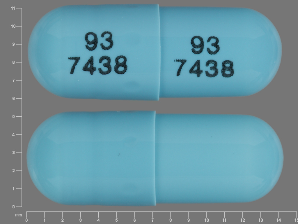 Blue Capsule pill with imprint 93;7438;93;7438 — Ramipril 10 mg (view 2)