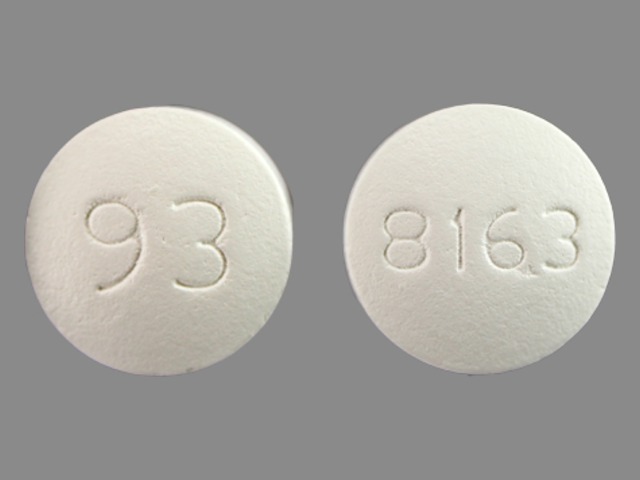 White Round pill with imprint 93;8163 — Quetiapine 200 mg (view 2)