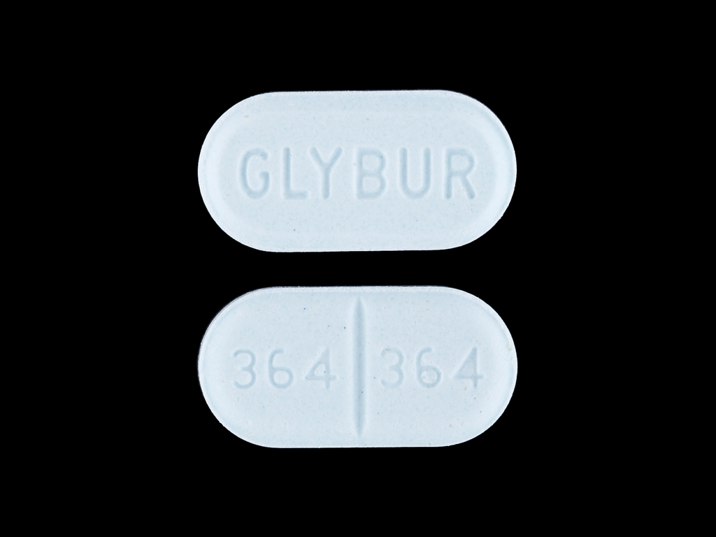 White Oval pill with imprint GLYBUR — Glyburide Glyburide 1.25 mg; (view 3)
