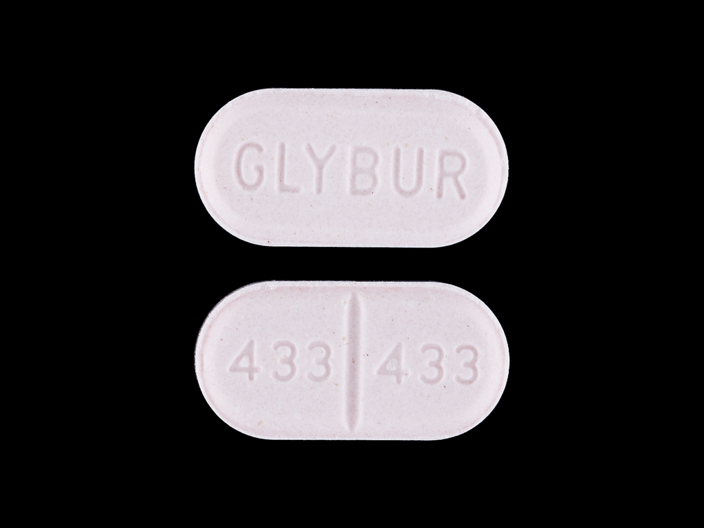 White Oval pill with imprint GLYBUR — Glyburide Glyburide 1.25 mg; (view 2)