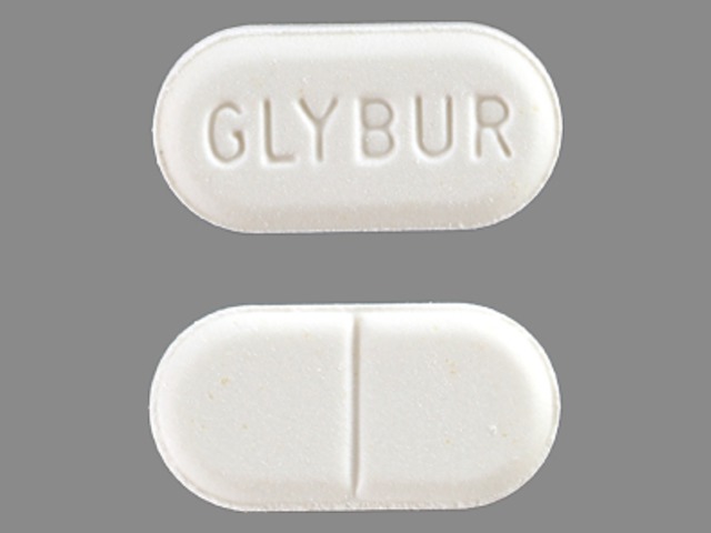 White Oval pill with imprint GLYBUR — Glyburide Glyburide 1.25 mg; (view 4)