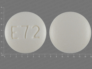 White Round pill with imprint E72 — Acarbose Acarbose 50 mg; (view 2)